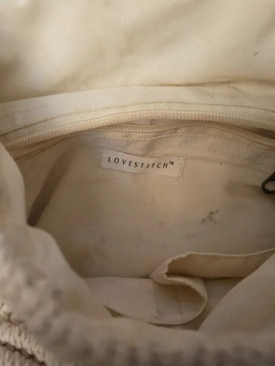 Cream Macramé Drawstring Backpack - Boho Women's Bag - Picture 2 of 3